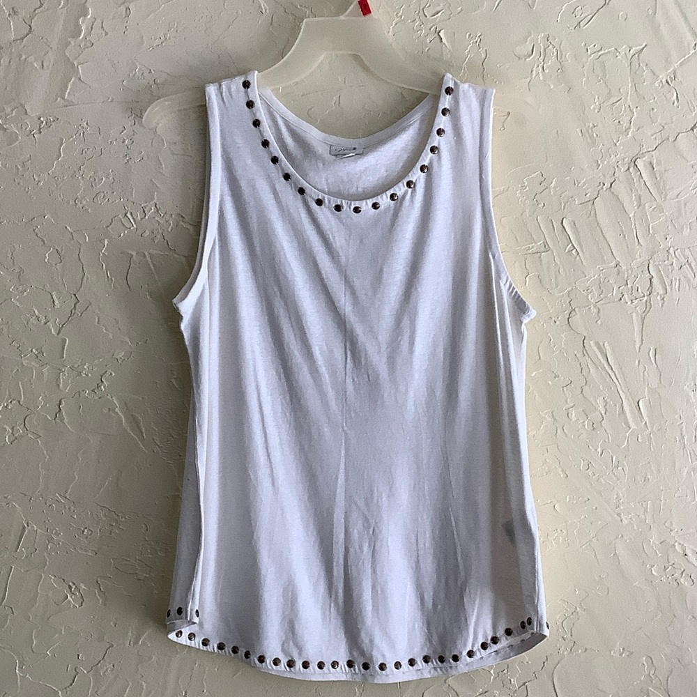 Jaclyn Smith White Tank Top with Stud Accents